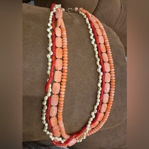 Chico’s Chunky Coral and Pearl Necklace